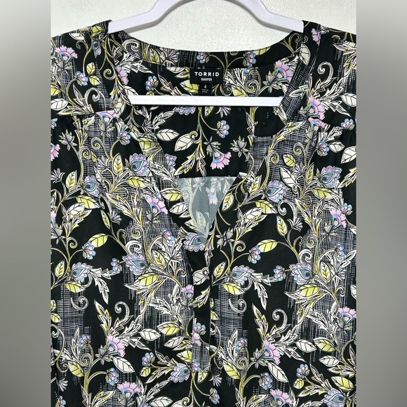 New Without Tag Torrid Harper Georgette Floral Ruched Sleeve Blouse - Picture 5 of 14